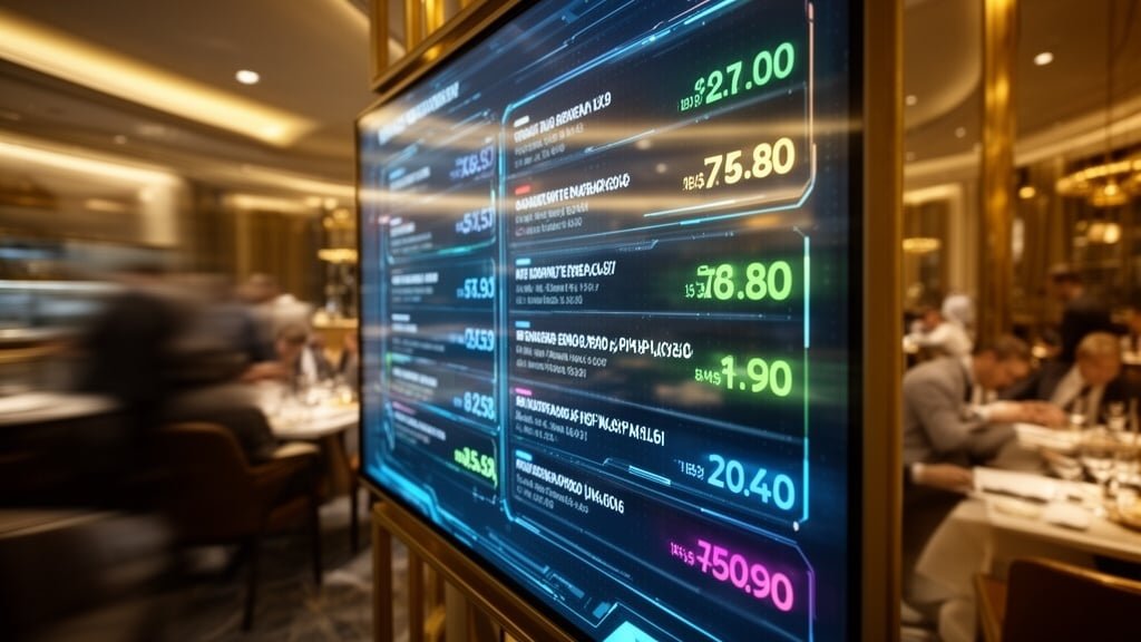 Futuristisches digitales Menüboard mit Dynamic Pricing Preisen