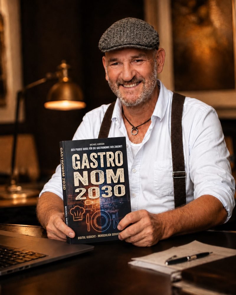 Michael Hanßen mit dem Buch Gastronom 2030